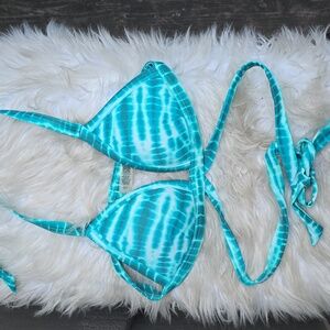 Vs pink blue tie dye wrap padded bikini top small S